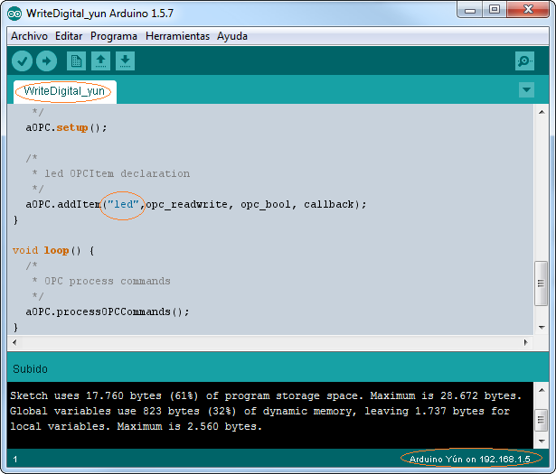 Arduino YUN write digital values